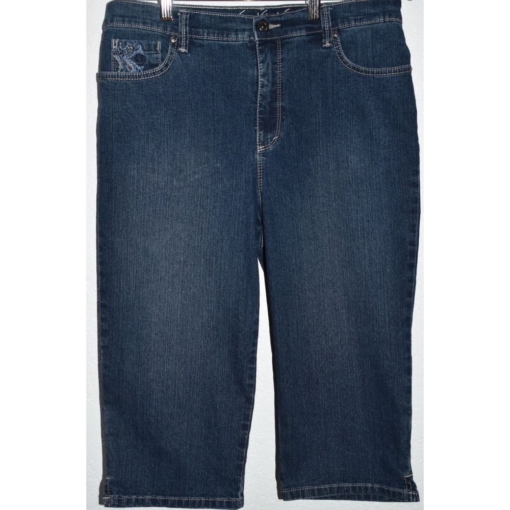 Gloria Vanderbilt Capri Jeans 10P All Around Slimming‎ Embroidered 5-Pocket Crop